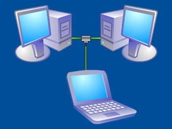 Three computers on a network